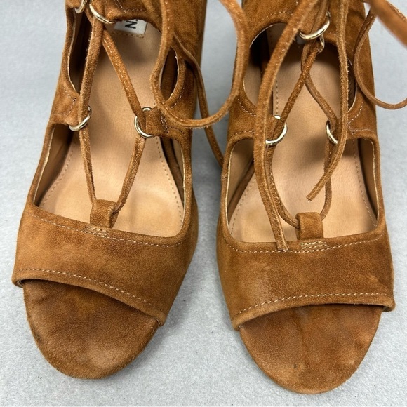 Steve Madden Aryah Brown Suede Lace Up Open Toe Heels Women’s Size 9M - Picture 6 of 12